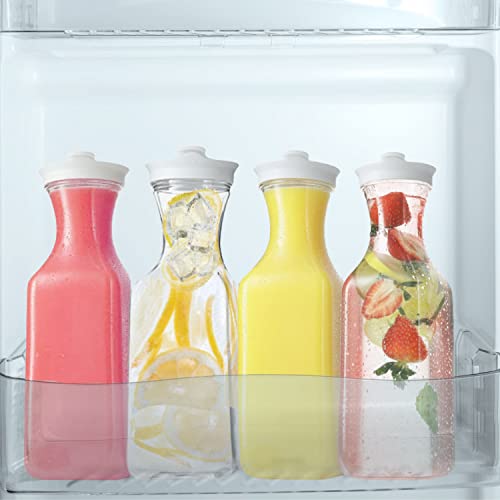 DilaBee 32oz Plastic Water Pitcher with Lid - Clear Square Carafe Set of 6