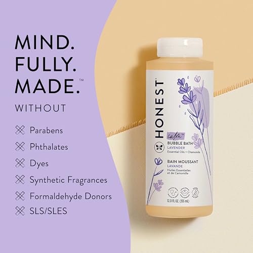 The Honest Company Lavender Calm Foaming Bubble Bath + Hydrating Face + Body Lotion Bundle | Naturally Derived, Tear-Free, Hypoallergenic | 12 fl oz, 8.5 fl oz