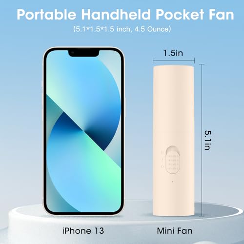 OLV Handheld Mini Fan Portable Rechargeable 3000mAh USB Battery Powered 22+Hrs Runtime Small Hand Held Fan Foldable Pocket Personal Fan Gifts for Women Girls Men Office,Travel,Outdoor - Beige