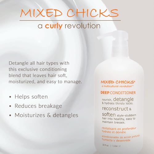 Mixed Chicks Detangling Deep Conditioner - Softens, Moisturizes & Detangles Straight or Curly Hair, 33 fl.oz