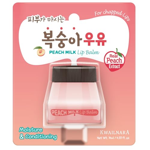 WELCOS Kwailnara Milk Lip Balm | Moisturizing, Soothing, Nourishing with Milk and Royal Jelly Extract | Korean Lip Care | 10 ml / 0.33 Fl. oz (peach)