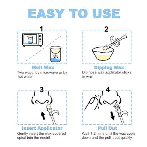 100Pcs Nose Wax Sticks Applicator with Disposable Spatulas for Nostril Cleaning Ear Face Eyebrow Mustache Hair Removal for Men Women, Painless, with Delicate Packing Box for Gift, BlueZOO
