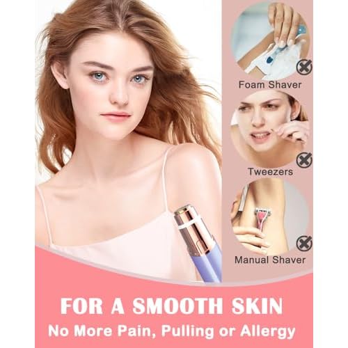 Electric Facial Hair Remover for Women - Face Hair Removal Epilators - Lady Facial Hair Shaver Rechargeable Painless for Face Upper Lips Peach Fuzz Chin Armpit Bikini Line Legs and Body (Blue)