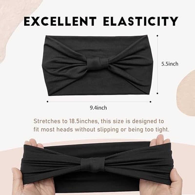 2 Pack Wide Non-Slip Headbands for Women - Sweat Absorbent