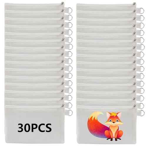 OKBA 30 PCS Sublimation Blanks Makeup Bags Bulk,White Canvas Bag,Polyester Tote Bags for Sublimation DIY Craft