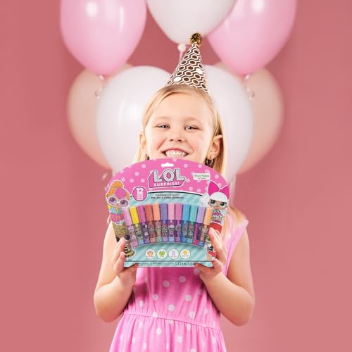 L.O.L Surprise 12 Piece Plant Based Lip Gloss, Girls Party Favors, First Makeup Set for Girl, Perfect for Parties, Sleepovers, and Birthday Gifts, Ages 5 by Townley Girl
