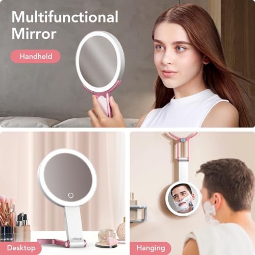 LitBear Rechargeable Lighted Makeup Mirror 10X/1X Magnifying