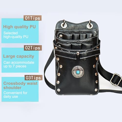 7-Slot Hair Scissors Waist Bag | PU Leather Barber Tool Holster