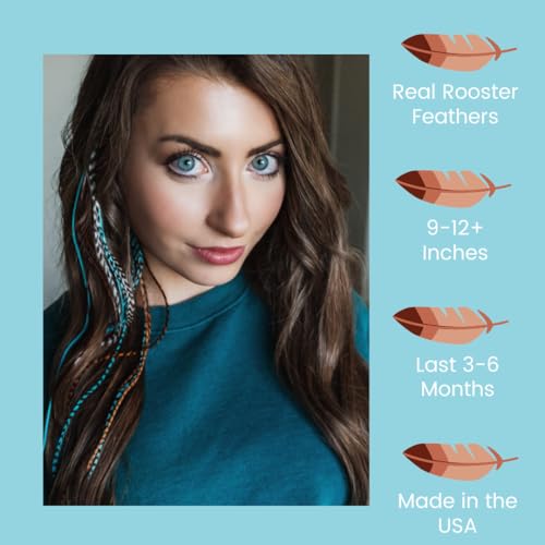Feather Hair Extension Kit with Rooster Feathers & Tools