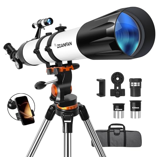 Dianfan Telescope,80mm Aperture 600mm Telescopes for Adults Astronomy,Fully Mult-Coated High Powered Refracting Telescope for Kids Beginners,Professional Telescopes with Tripod,Phone Adapter and Bag