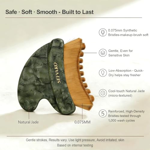 Lymphatic Jade Gua Sha Face Brush – Dual-Ended Dry Brush & Contour Tool