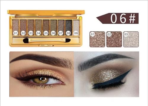 Glitter Eyeshadow Palette - 9 Color Shimmer Set, Waterproof & Long-Lasting