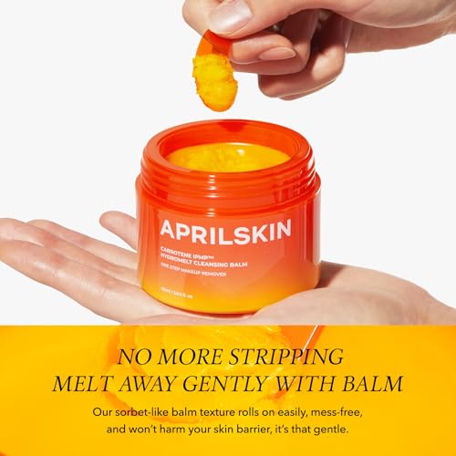 APRILSKIN Double Cleansing Duo with Heart Puff: Pink Aloe Facial Polish Cleanser, Carrotene IPMP Hydromelt Cleansing Balm & Heart-Shaped Puff