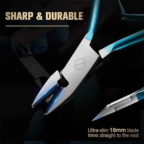 FERYES Ingrown Toenail Clippers Straight Blade Toe Nail Clippers for Thick Nails for Seniors, Stainless Steel Nail Clippers for Thick Toenails - Ultra-Slim 16mm Blade Fingernail Clippers