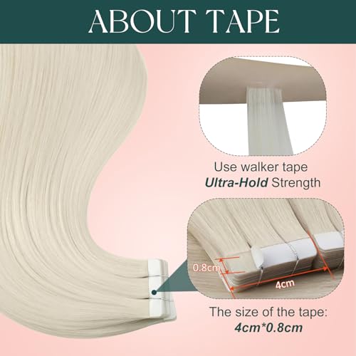Blonde Tape in Hair Extensions Human Hair 12 Inch 20pcs