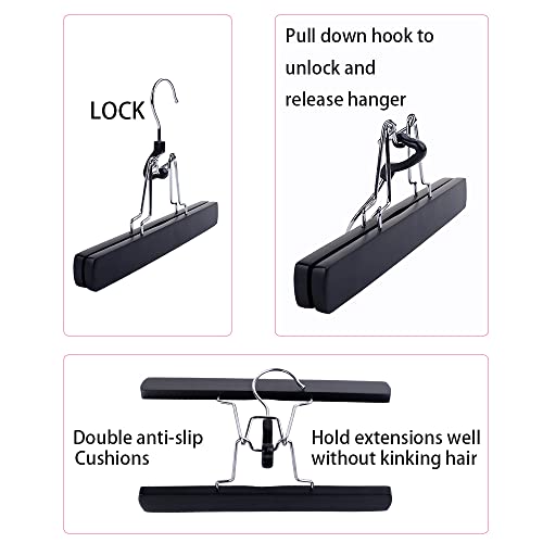 RJMBMUP 1 Pack Hair Extensions Storage Bag with Wooden Hanger - Black