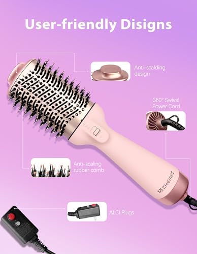 1300W Hair Dryer Brush 4-in-1 Blow Dryer Styling Brush Rose Gold