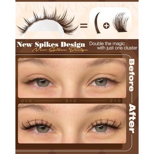 Brown Lash Clusters Kit Wispy Lash Extension Kit 10-14MM Short Spiky Eyelash Clusters Natural Cluster Eyelash Extensions Dark Brown Individual Lashes D Curly DIY Lash Extension by Lvmixwig