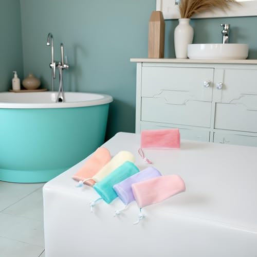 6-Piece Exfoliating Mesh Soap Pouches with Drawstring