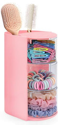 Anyisposs Pink 3-Layer Rotatable Hair & Jewelry Organizer - Modern Vanity Storage