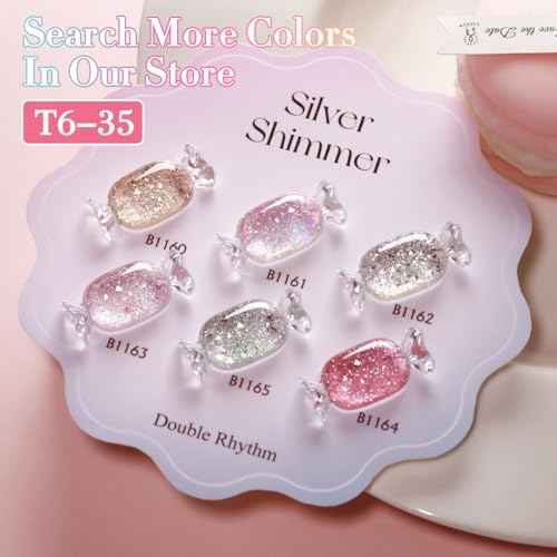 Double Rhythm 0.5Oz Glitter Gel Polish Shimmer Reflective Color for Nail Art Salon DIY Soak Off 15ml Nail Lamp Gel Polish at Home (Pink-B1161)