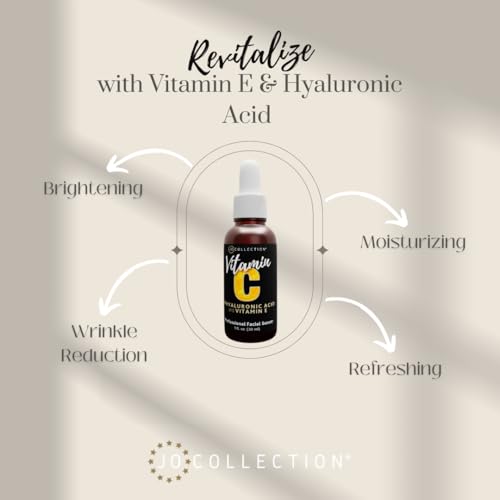 Vitamin C Serum with Hyaluronic Acid and Vitamin E | Thin serum quickly sinks into skin for a bright and glow finish | Boost Radiance | Softens fine lines and wrinkles | No sulfates | 1 Fl oz