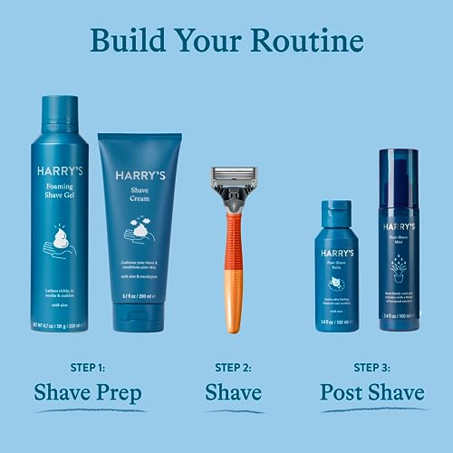 Harry's Razors for Men - Shaving Kit includes a Mens Razor Handle, 3 Blade Refills, Travel Cover, and 4 Oz Shave Gel