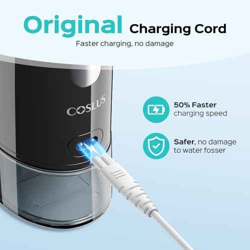 COSLUS Original Water Flosser Charger: Replacement Charger, Aquasonic, Nicwell, Oralfree, Nicefeel, Hangsun, Tovendor, Zerhunt Figure-8 Charging Water Flosser, Dental Pick Charger Cord