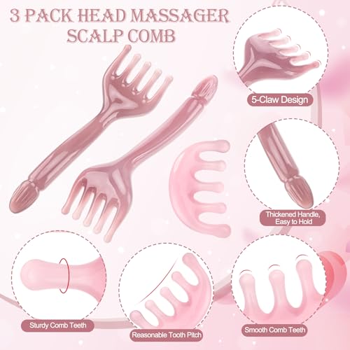 ProSuites Pink Head Massager Comb Stress Relief Tool for Scalp, Face & Body