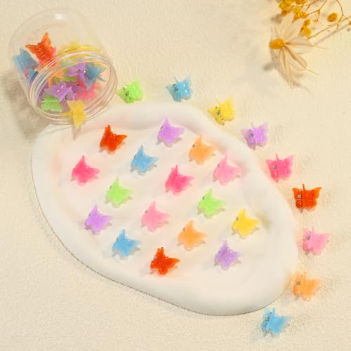 SAOROPEB Jelly Butterfly Hair Clips 50pcs Mini Hair Accessories Y2K 90s Style