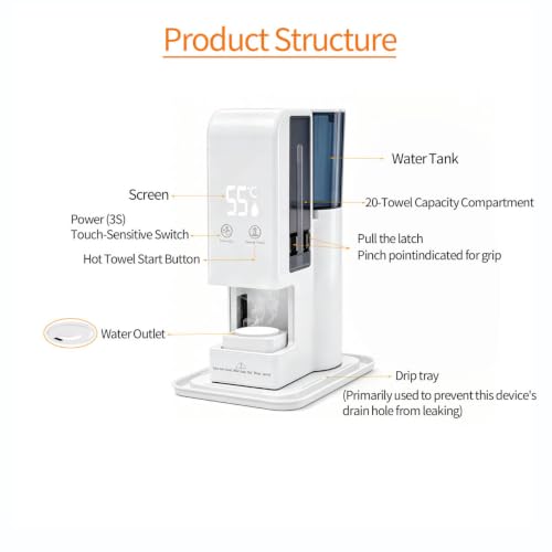Hot Towel Dispenser with 100 Compressed Towels – 3-Sec Fast Heat