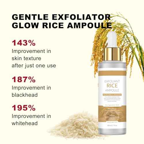 Black Rice Exfoliant,Peel Shot Glow Rice Ampoule Duo Set White and Black Rice Exfoliating facial mask .Reduce blackheads, shrink pores, suitable for all skin types, 2.7 Fl Oz (Pack of 2)