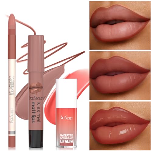 AOJUIGO Lip Liner & Lipstick Set - Velvet Matte & Gloss Finish