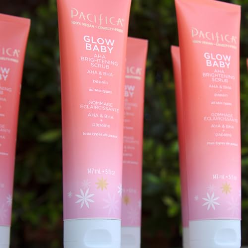 Pacifica Beauty Glow Baby AHA Brightening Body Scrub, Vitamin C, Kakadu Plum, Pineapple, Papaya, Moisturizing, Exfoliating, Nourishing, Glowing Skin, Body Care, Vegan, 5 fl oz (1 Count)