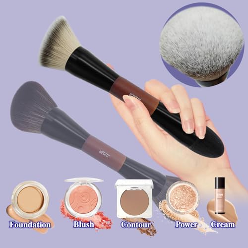 Double Ended Foundation Brush - Kabuki & Powder Blending Duo