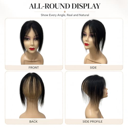 Human Hair Clip-In Topper with Bangs | Borderless Lace Base