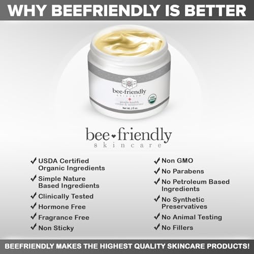 BeeFriendly Organic Penile Health Creme, USDA Certified Cream, Natural Moisturizer Aids With Dry, Chafed, Itchy, Irritated & Sensitive Male Skin, 4 oz - (2 Jars in a box)