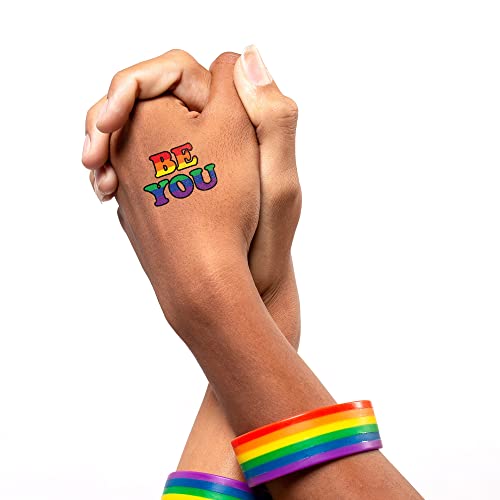 Pride Temporary Tattoos/Rainbow Designs/Support your LGBTQ Community/MADE in USA (Retro Pride 48pk)