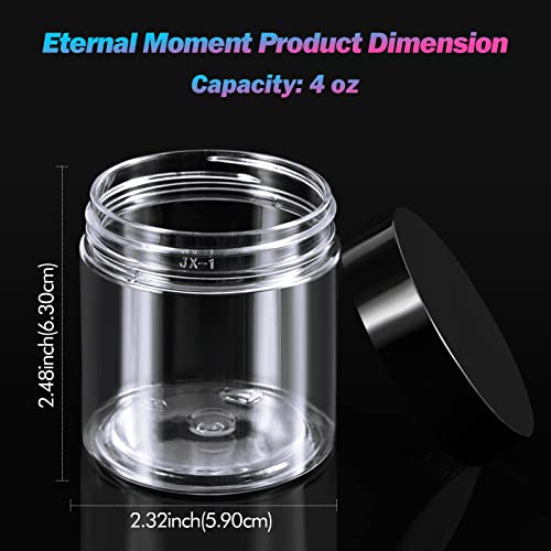 50 Pack 4oz Clear Plastic Jars with Black Lids