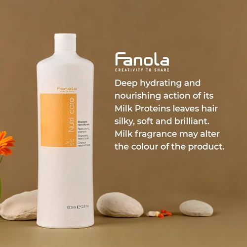 Fanola Restructuring Hair Shampoo for Women & Men - Moisturizing Shampoo for Dry Hair Enriched with Milk Protein - Repairing, Nourishing, Anti-Frizz Formula for Dry & Brittle Strands (33.8 Fl oz)