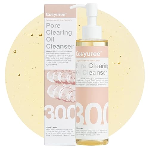 Collagen Pore Cleaning Oil Cleanser for Face by COSYUREE? AHA BHA PHA LHA Oil for Deep Cleansing, Face Cleansing, Hydration, and Makeup Removal, Korean Skincare with Lemon & Lavender
