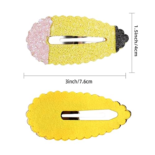 Bow Hair Clips Back to School Hair Bows for Girls Cute Yellow Pencil Clips Hair Bow Barrette Ribbon Snap Hairpin Handmade Graduation Season Decor Hair Accessories for Students Hair Accessories 2Pcs