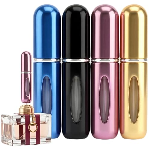 MURMUSH 5ml Refillable Travel Perfume Atomizer Set - Blue, Black, Pink, Gold