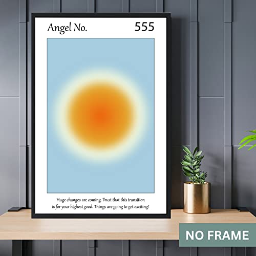 Gradient Aura Angel Numbers Poster Sets for Room Aesthetic Inspirational Quotes Wall Art Paintings Abstract Minimalist Room Wall Decor - 11x17in LAMINATED - No Frame (444, 555, 666 - Angel Numbers)