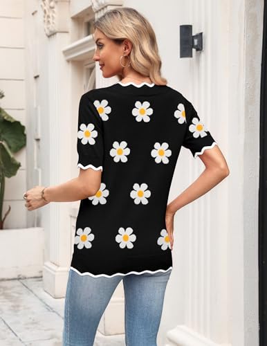 Zeagoo Women's Lightweight V-Neck Short Sleeve Sweater Blouse