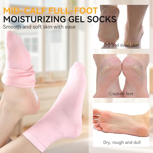 Moisturizing Gel Socks for Dry Feet - 2 Pairs, One Size