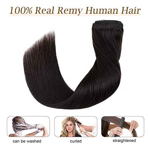 MY-LADY Double Weft 100% Remy Human Hair Clip in Extensions 10''-22'' Grade 7A Quality Full Head Soft Silky Straight 8pcs 18clips Off Black (14" / 14 inch 120g,#1B Natural Black)