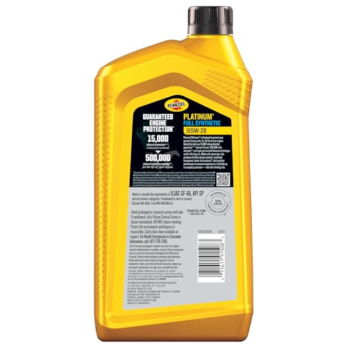 Pennzoil Platinum Full Synthetic 5W-20 Motor Oil (1-Quart, Single)