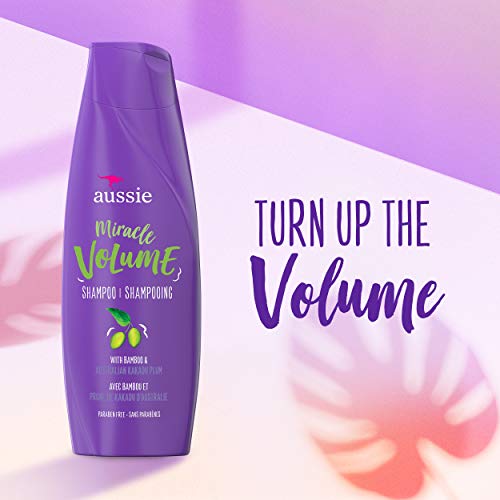 Aussie Miracle Volume with Plum & Bamboo, Paraben Free Shampoo, 26.2 fl oz