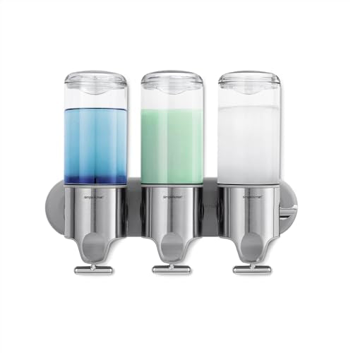 simplehuman Triple Wall Mount Shower Dispenser - 3 Pumps, Stainless Steel